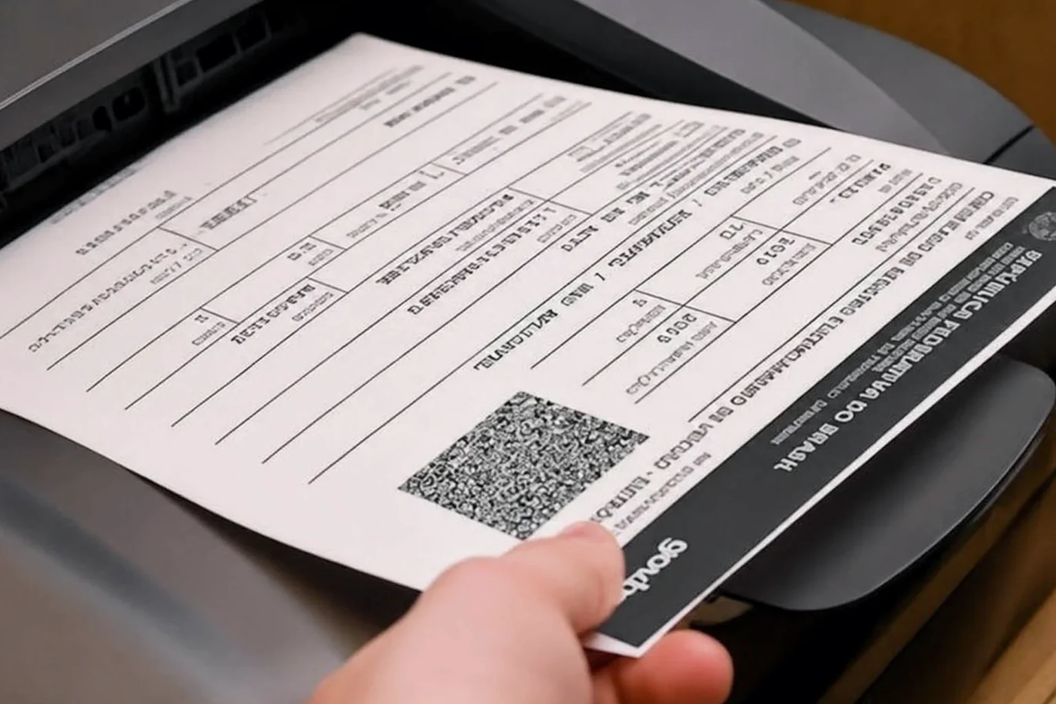 Atendente imprimindo CRLV-e enquanto ajuda um cliente em Cotia.
